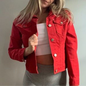 Adorable vintage red denim jacket